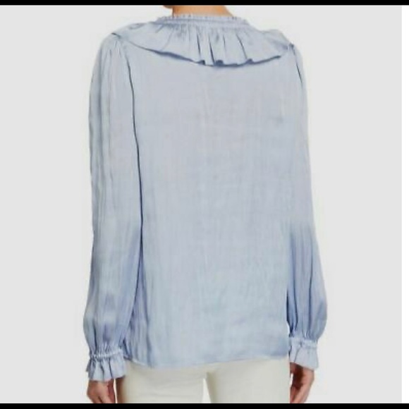 Paige Blue Aliza Ruffled Neck Tie Satin Top - Picture 2 of 4